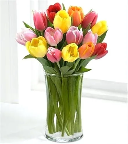 Florero de 18 tulipanes