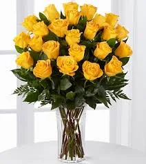 Florero con 25 rosas Amarillas