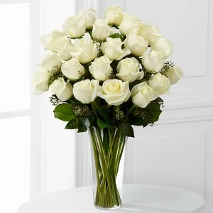 Florero con 25 Rosas Blancas