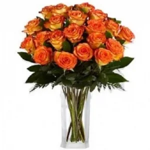 Florero con 25 Rosas Naranja