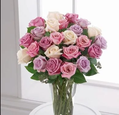 Florero con 36 Rosas Tonos Pastel