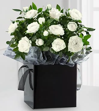 Mini Rosas  Blancas en Cubo