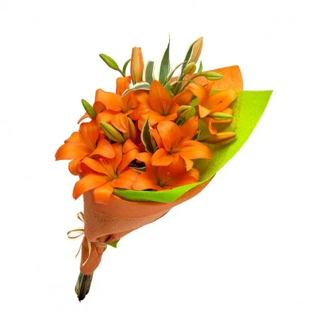 Ramo extendido con lilium naranja