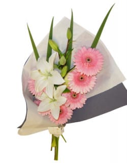 Ramo Gerberas Rosadas y Lilium Blanco – Flores a Domicilio