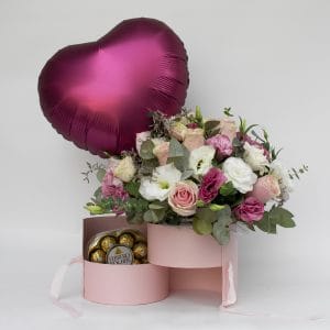 Arreglo Floral Premium para Mamá Rosas Lisianthus y Eucaliptus