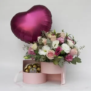 Arreglo Floral Premium para Mamá Rosas Lisianthus y Eucaliptus