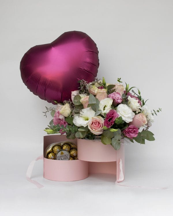 Arreglo Floral Premium para Mamá Rosas Lisianthus y Eucaliptus